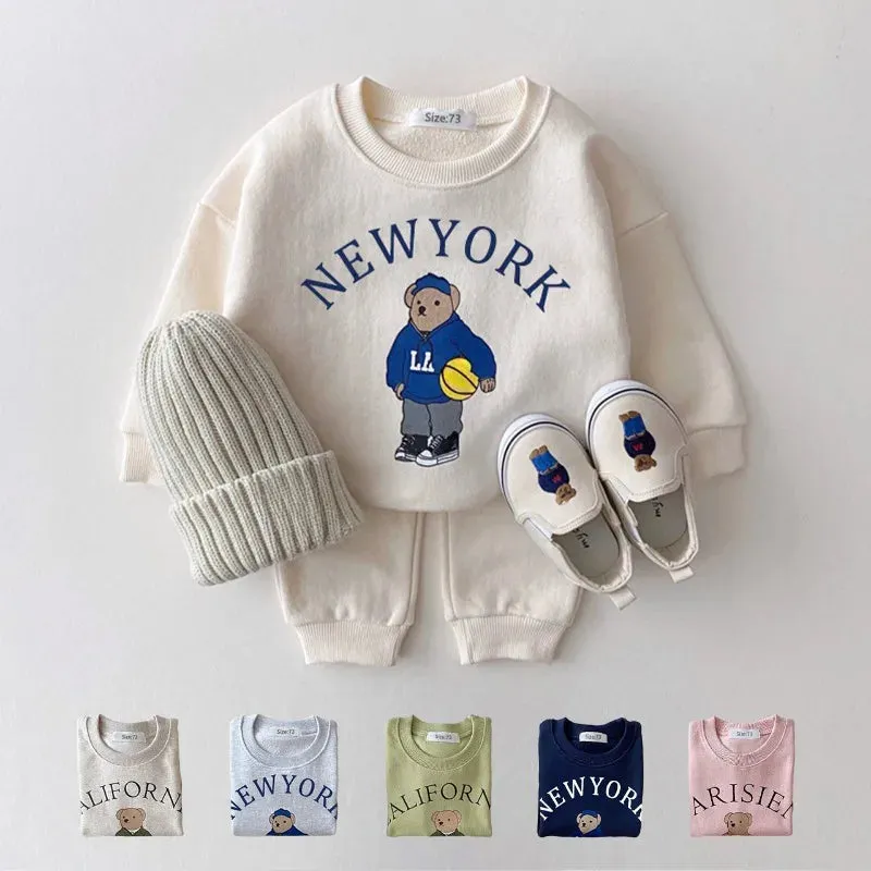 Cartoon Bear 2PCs Set: Pant & Sweatshirt