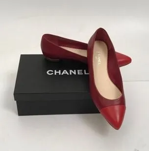 Chanel Red Bicolor Ballet Ballerina Flats EU 38.5 US 7.5/8