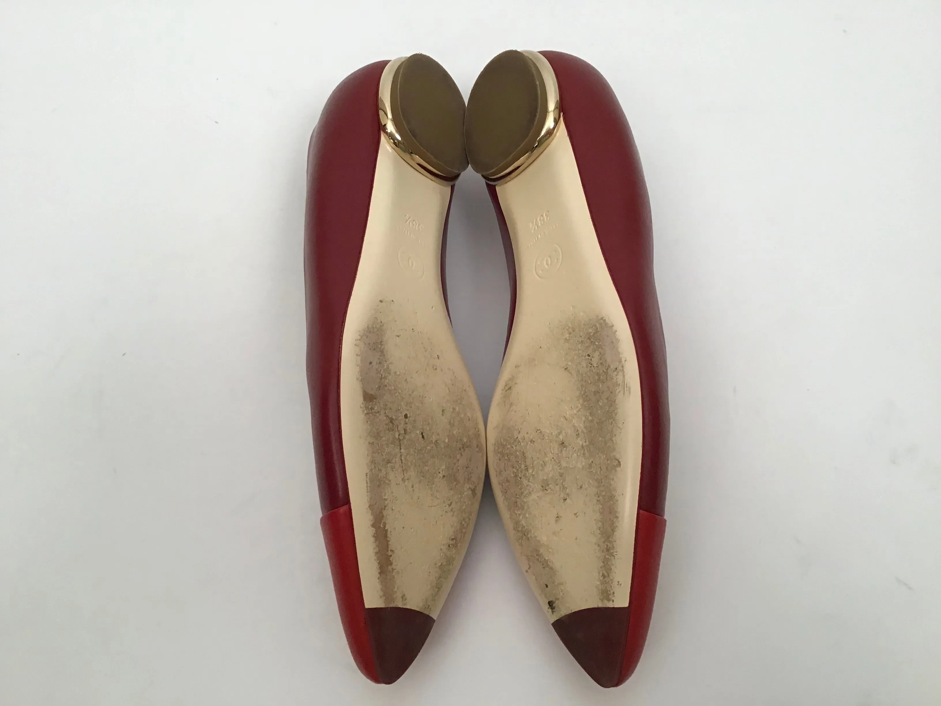 Chanel Red Bicolor Ballet Ballerina Flats EU 38.5 US 7.5/8