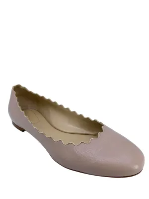 Chloe Lauren Scalloped Leather Ballet Flats Size 8.5