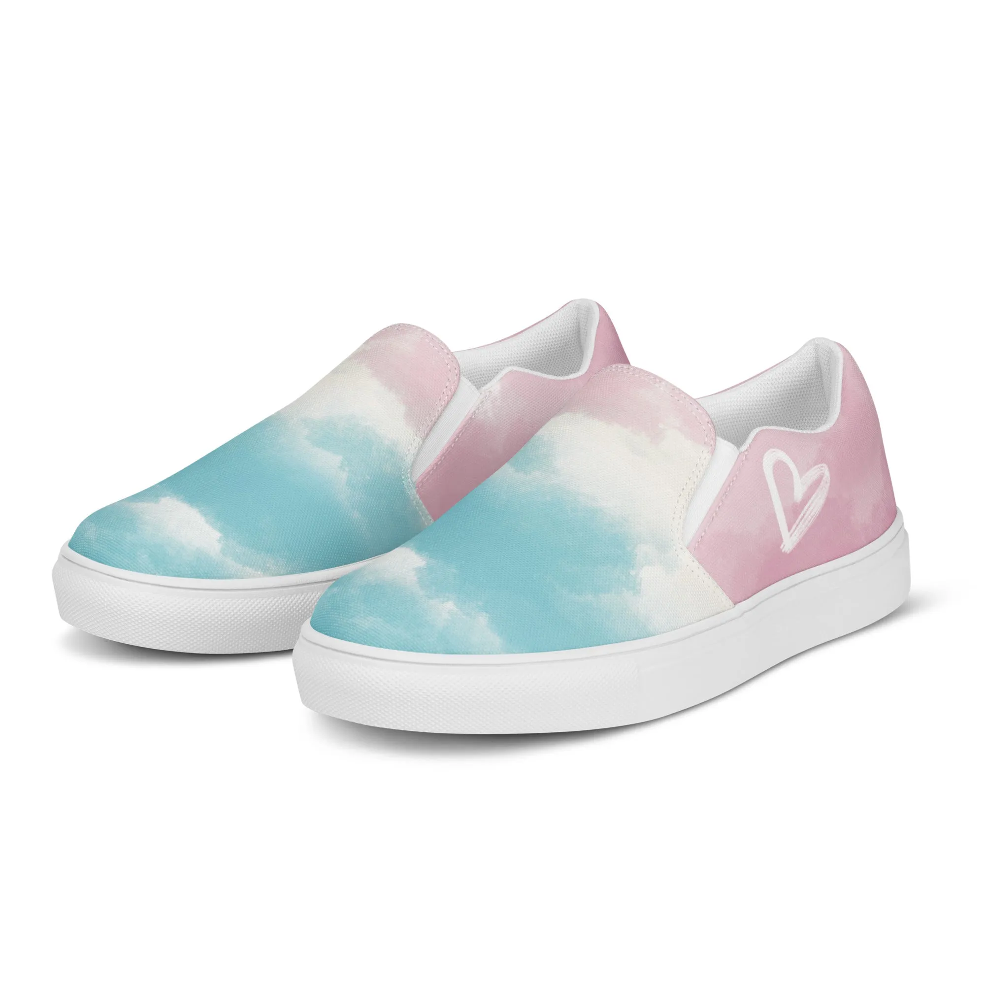 Cloudy Transgender Pride Slip-on Canvas Shoes (Masc Sizing)