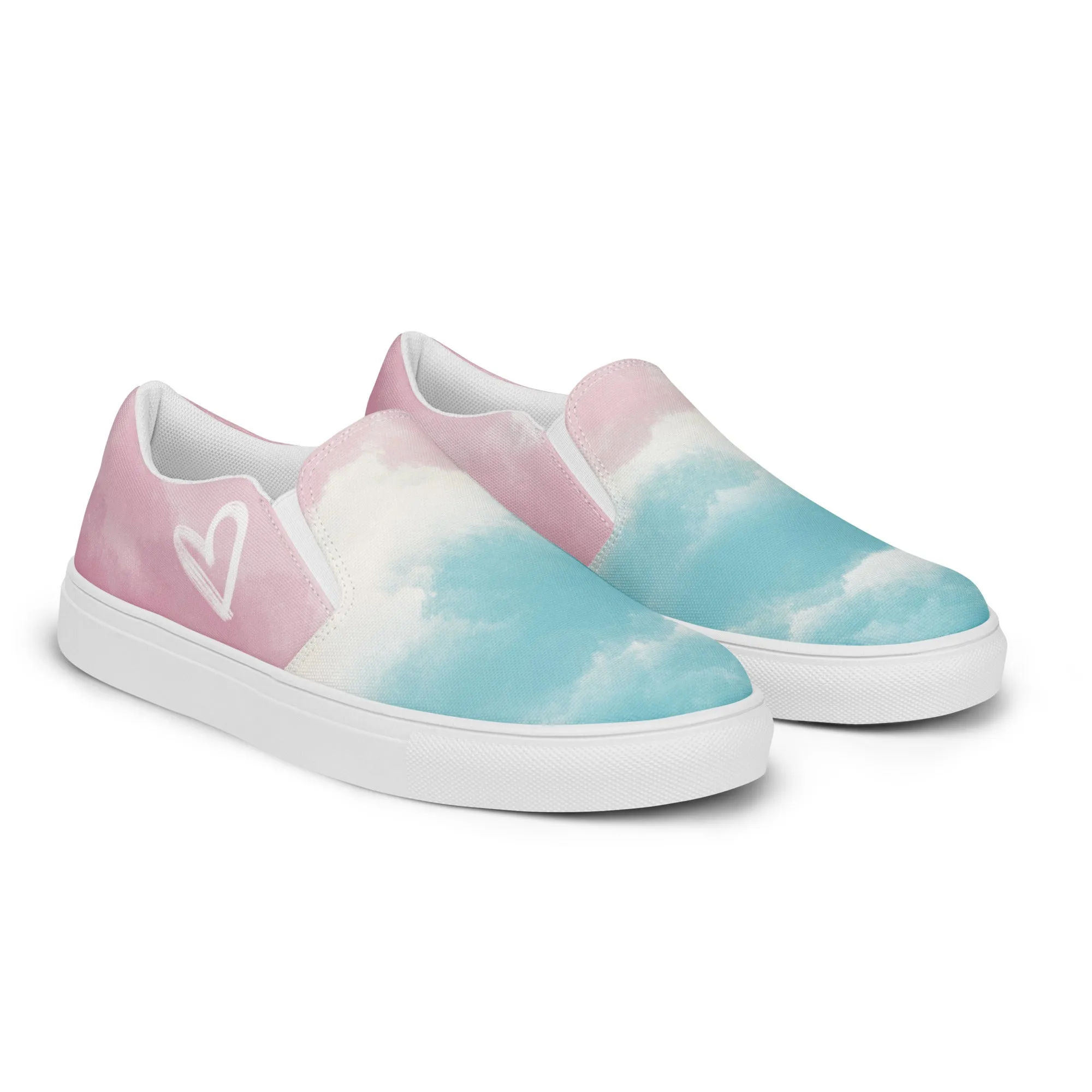 Cloudy Transgender Pride Slip-on Canvas Shoes (Masc Sizing)