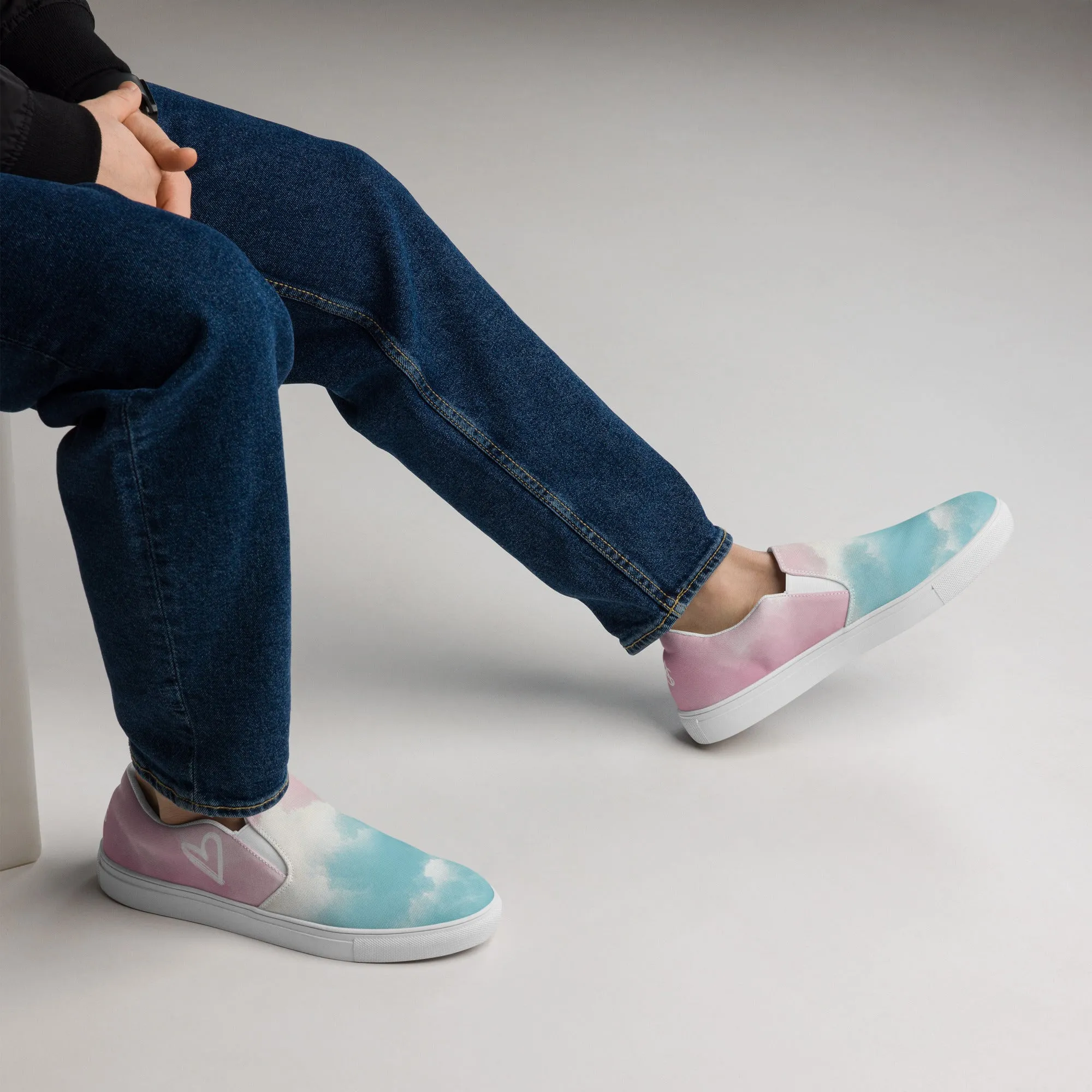 Cloudy Transgender Pride Slip-on Canvas Shoes (Masc Sizing)