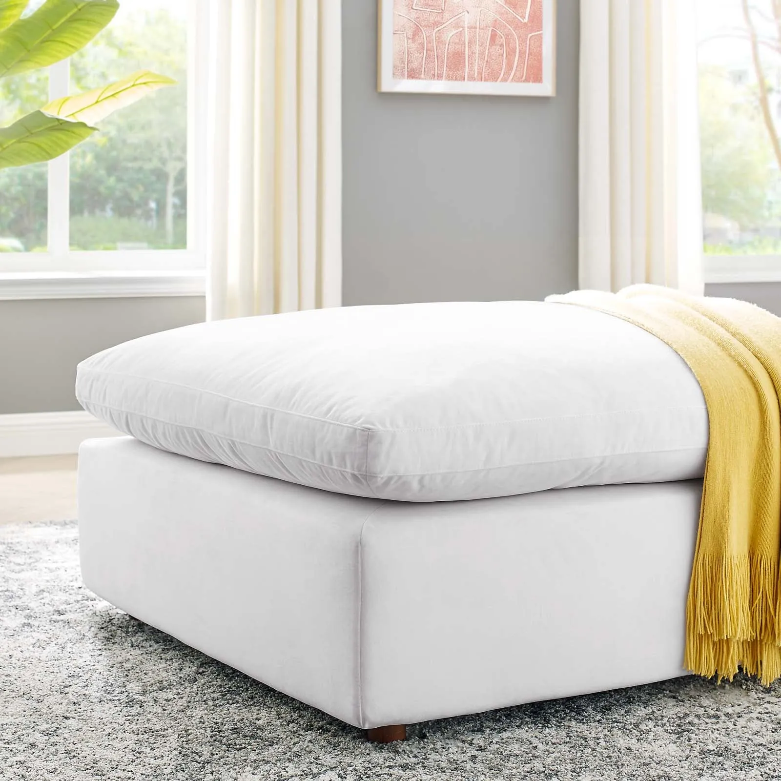 Commix Down Filled Overstuffed Performance Velvet Ottoman