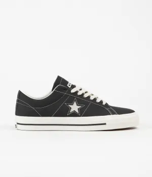 Converse One Star Pro Ox Leather Shoes - Black / Black / Egret