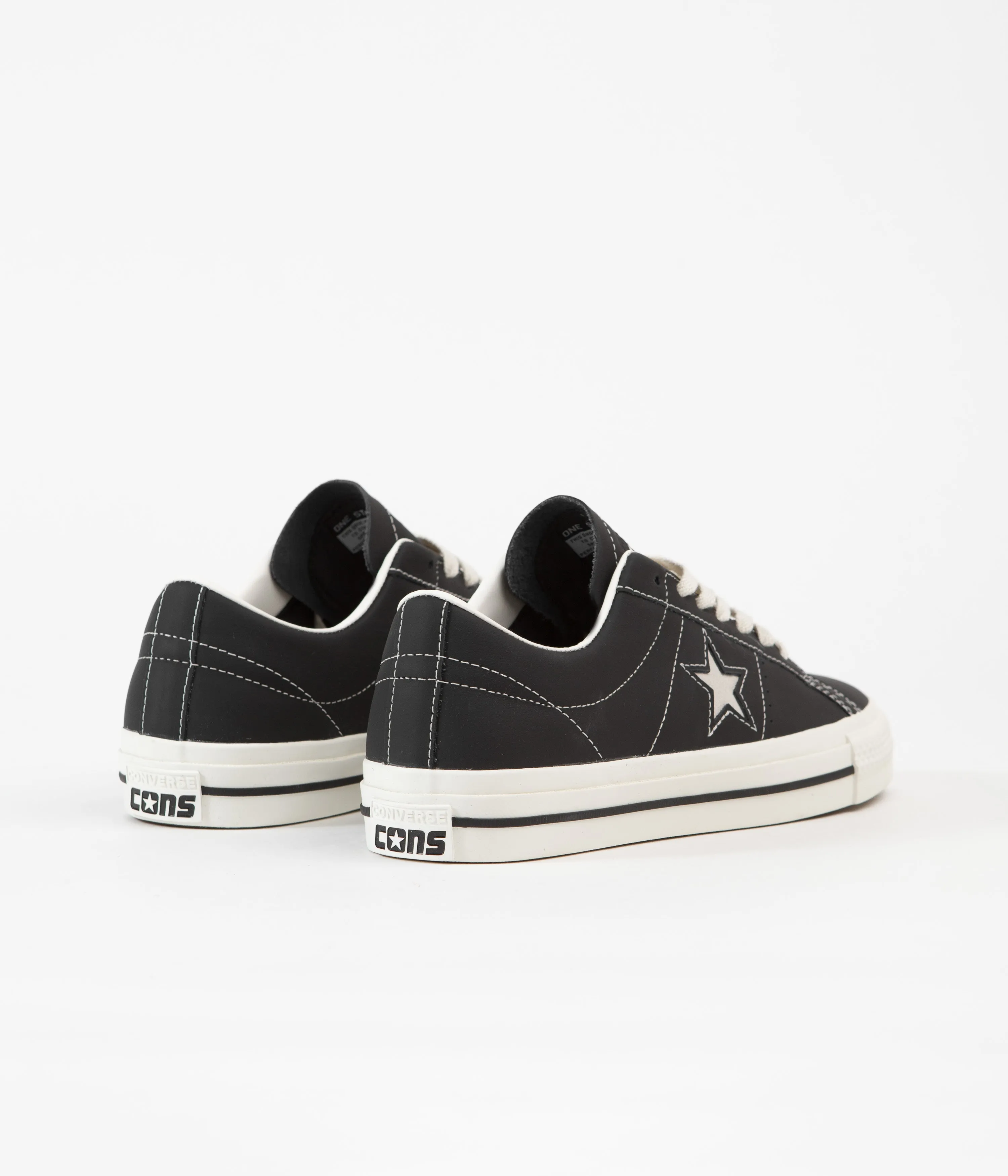 Converse One Star Pro Ox Leather Shoes - Black / Black / Egret