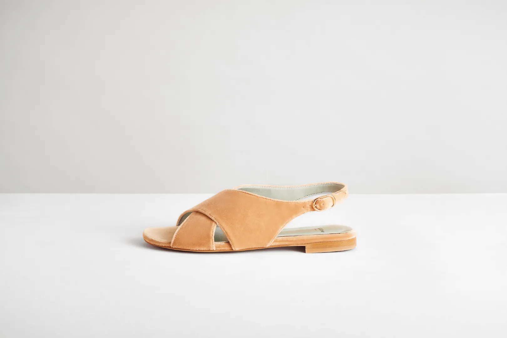 Cotton Velvet Vegan Crossover Slingback Sandals | Blush Pink