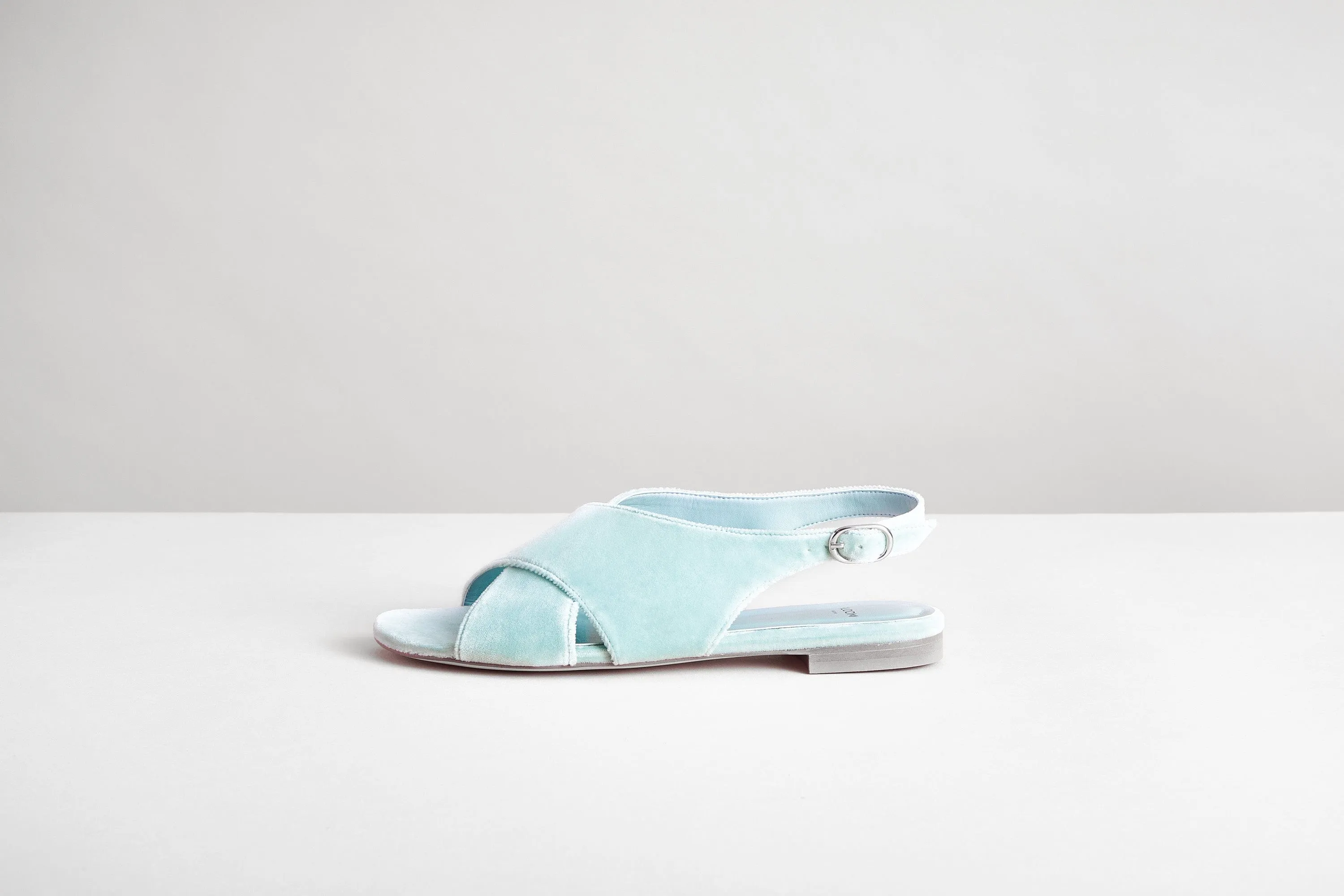 Cotton Velvet Vegan Crossover Slingback Sandals | Giada Blue