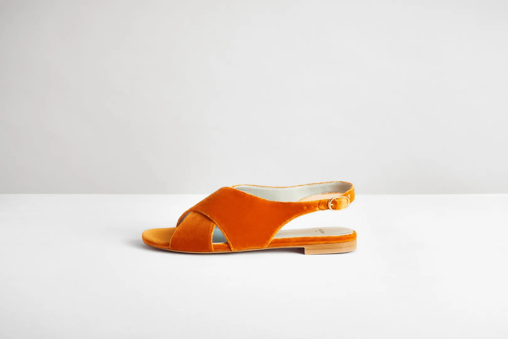 Cotton Velvet Vegan Crossover Slingback Sandals | Pumpkin Orange