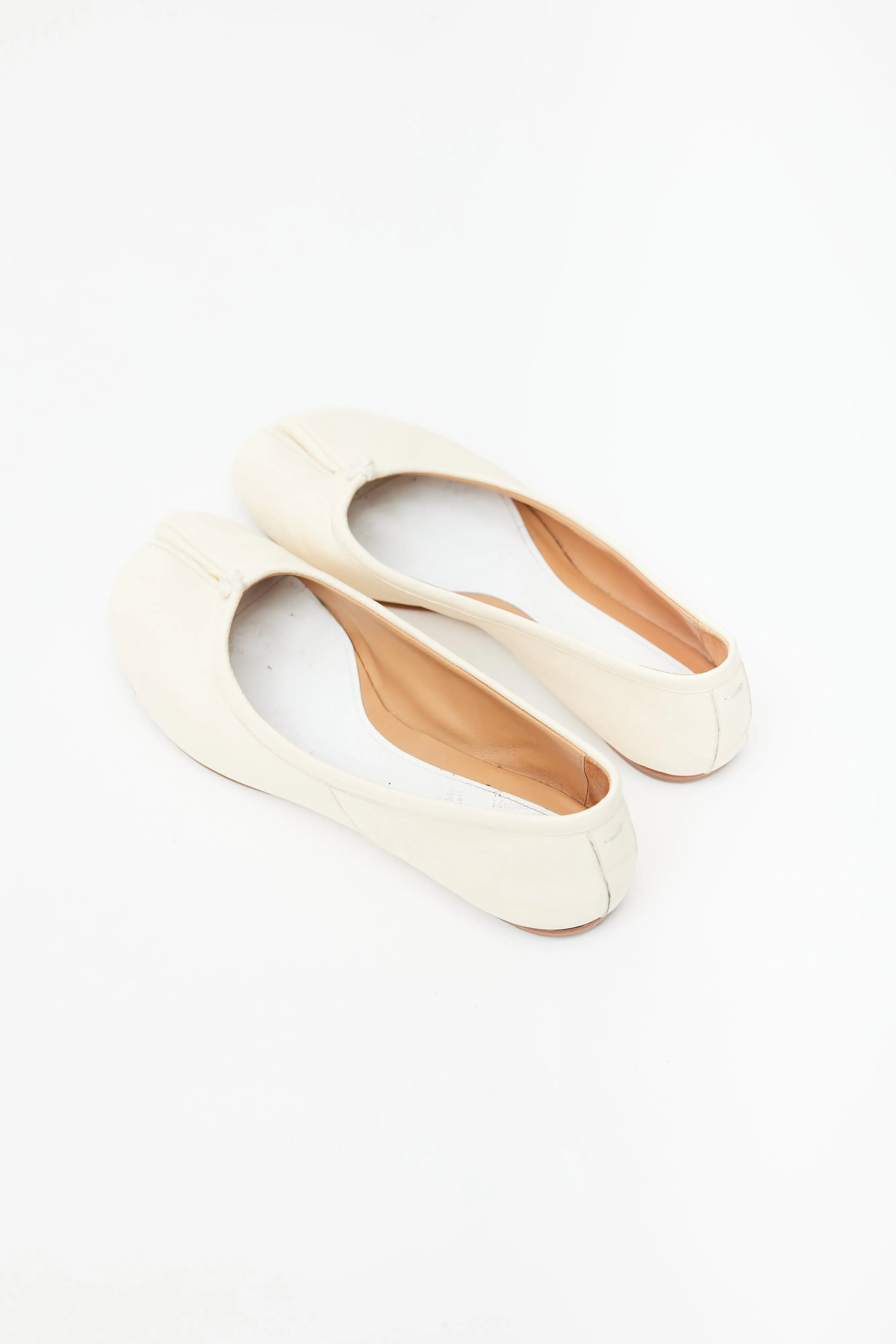 Cream Leather Tabi Ballet Flat