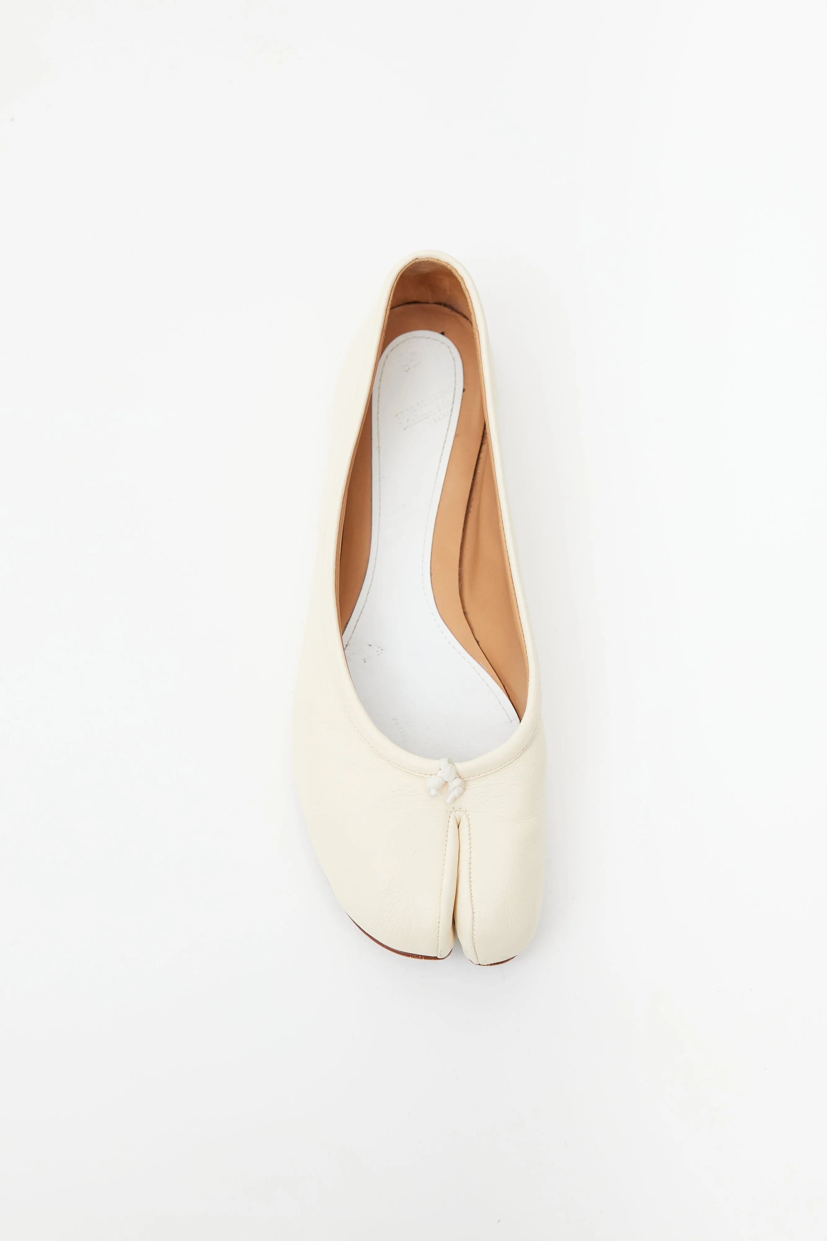 Cream Leather Tabi Ballet Flat