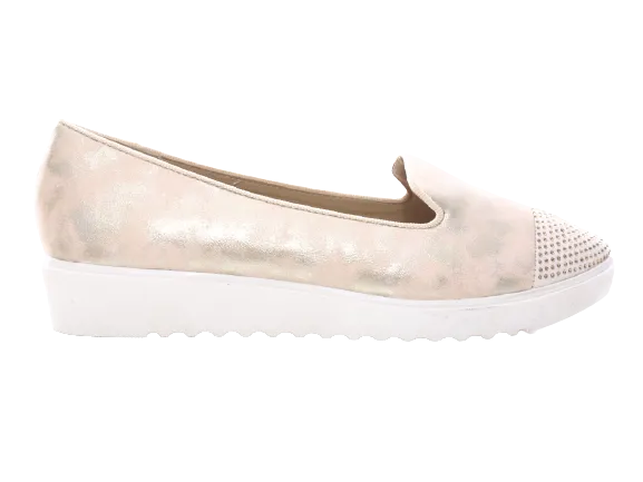 Damen Slipper Ballerina Loafer Mokassins Slip On Flats Freizeit Gold #  001