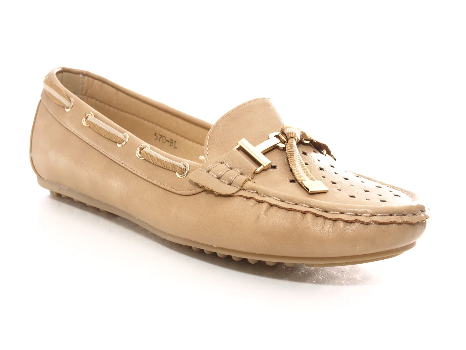 Damen Slipper Ballerina Loafer Mokassins Slip On Flats Freizeit Khaki #  570