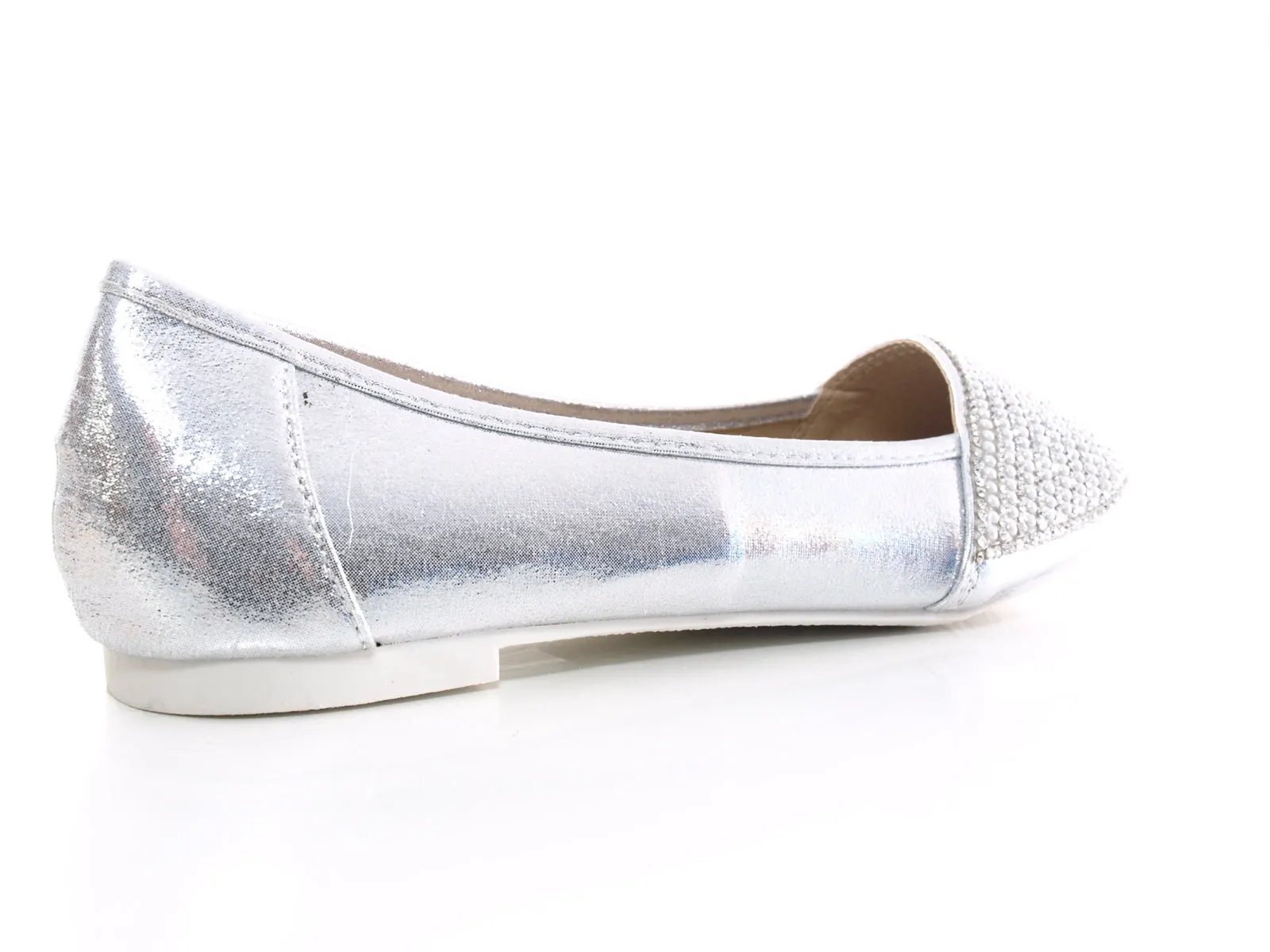 Damen Slipper Ballerina Loafer Mokassins  Slip On Flats Freizeit Silver # 1