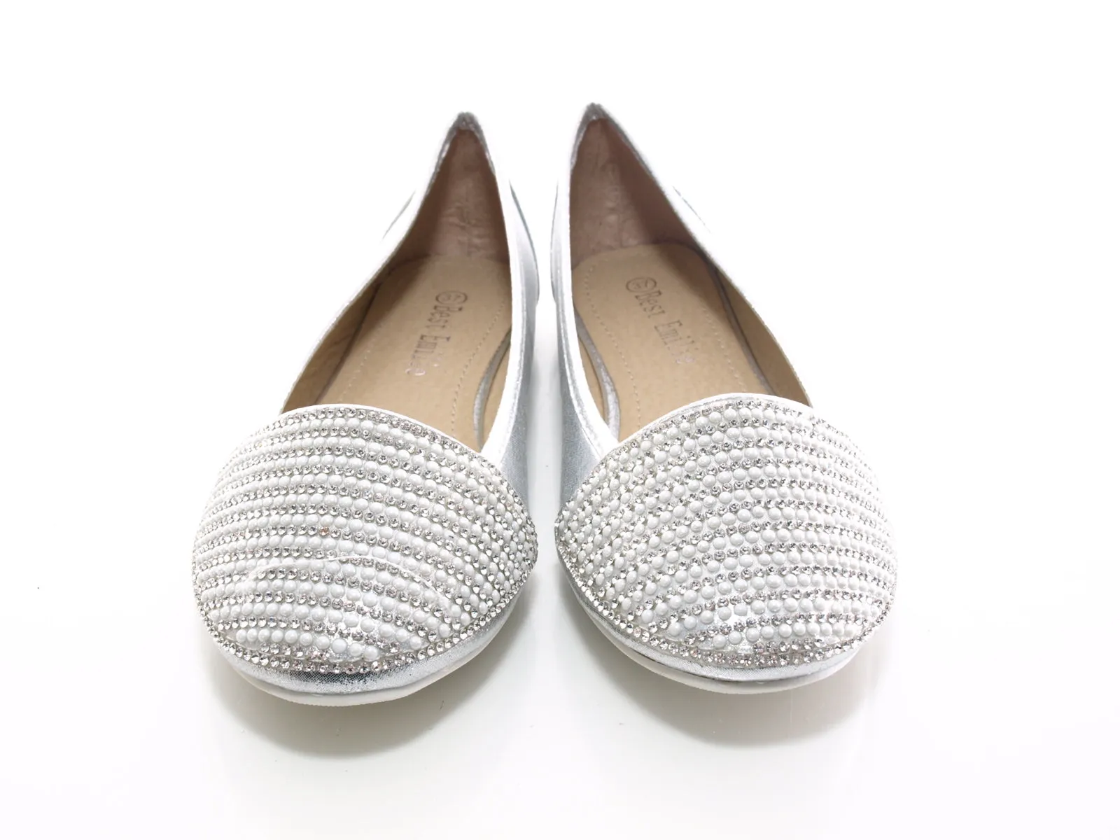 Damen Slipper Ballerina Loafer Mokassins  Slip On Flats Freizeit Silver # 1