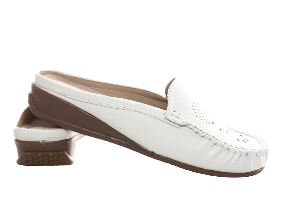 Damen Slipper Ballerina Loafer Mokassins Slip On Flats Freizeit White # 701