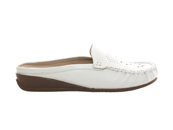 Damen Slipper Ballerina Loafer Mokassins Slip On Flats Freizeit White # 701