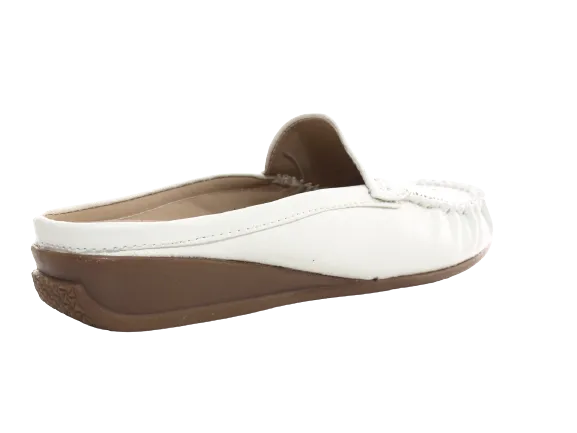 Damen Slipper Ballerina Loafer Mokassins Slip On Flats Freizeit White # 701