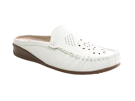 Damen Slipper Ballerina Loafer Mokassins Slip On Flats Freizeit White # 701