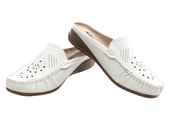 Damen Slipper Ballerina Loafer Mokassins Slip On Flats Freizeit White # 701