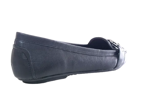 Damen Slipper Halbschuhe Ballerina Loafer Mokassins Slip On Flats Freizeit Black # 012