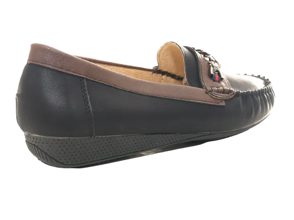 Damen Slipper Halbschuhe Ballerina Loafer Mokassins Slip On Flats Freizeit Black # 184