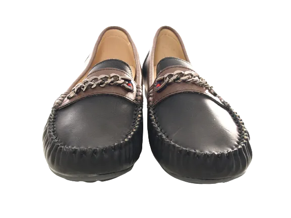 Damen Slipper Halbschuhe Ballerina Loafer Mokassins Slip On Flats Freizeit Black # 184