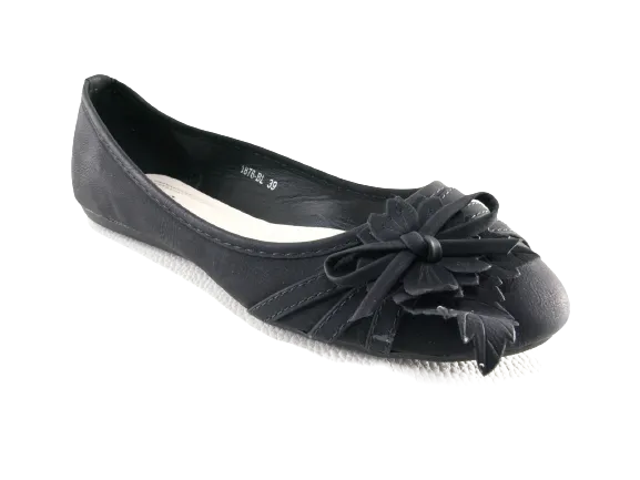 Damen Slipper Halbschuhe Ballerina Loafer Mokassins Slip On Flats Freizeit Black # 1876