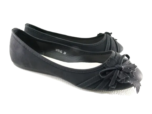 Damen Slipper Halbschuhe Ballerina Loafer Mokassins Slip On Flats Freizeit Black # 1876