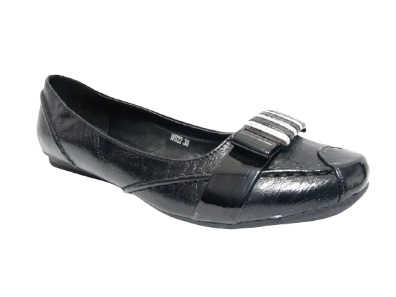 Damen Slipper Halbschuhe Ballerina Loafer Mokassins Slip On Flats Freizeit Black # 22