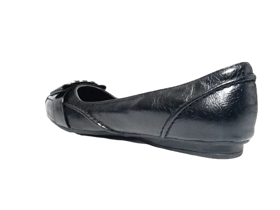 Damen Slipper Halbschuhe Ballerina Loafer Mokassins Slip On Flats Freizeit Black # 22