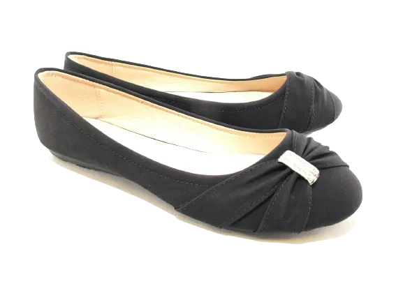 Damen Slipper Halbschuhe Ballerina Loafer Mokassins Slip On Flats Freizeit Black # 8177