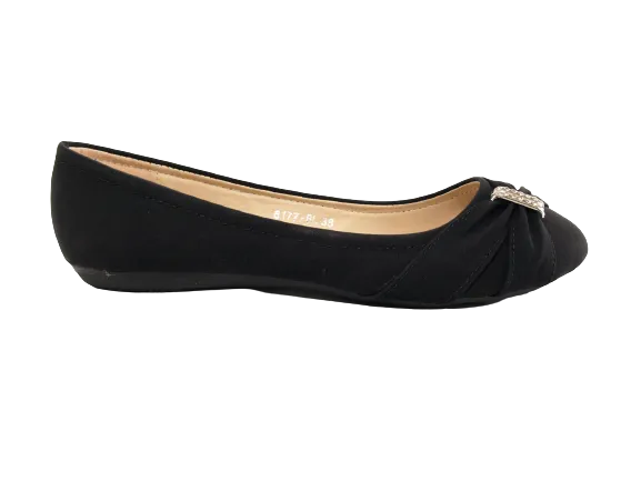 Damen Slipper Halbschuhe Ballerina Loafer Mokassins Slip On Flats Freizeit Black # 8177