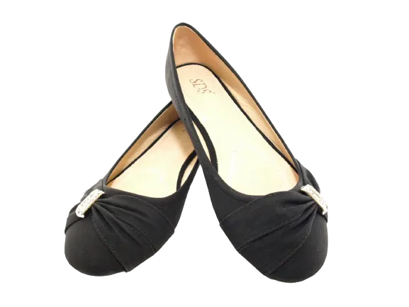 Damen Slipper Halbschuhe Ballerina Loafer Mokassins Slip On Flats Freizeit Black # 8177