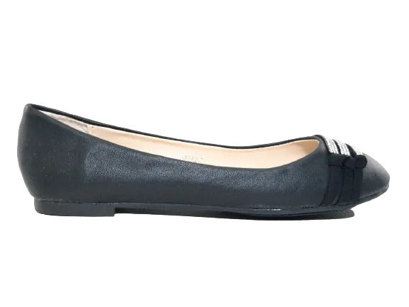 Damen Slipper Halbschuhe Ballerina Loafer Mokassins Slip On Flats Freizeit Black # 8382-7