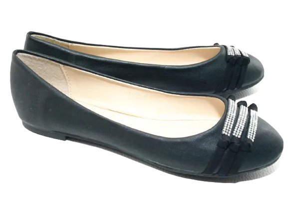 Damen Slipper Halbschuhe Ballerina Loafer Mokassins Slip On Flats Freizeit Black # 8382-7