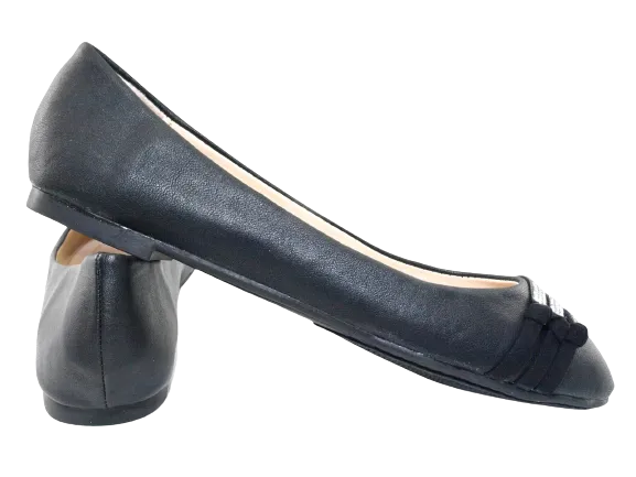 Damen Slipper Halbschuhe Ballerina Loafer Mokassins Slip On Flats Freizeit Black # 8382-7