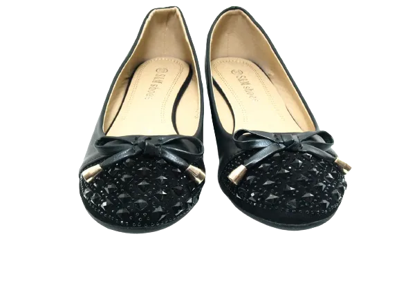 Damen Slipper Halbschuhe Ballerina Loafer Mokassins Slip On Flats Freizeit Black # 8