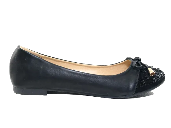 Damen Slipper Halbschuhe Ballerina Loafer Mokassins Slip On Flats Freizeit Black # 8