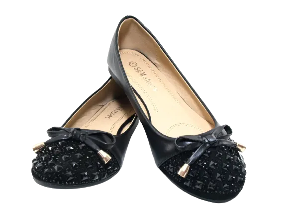 Damen Slipper Halbschuhe Ballerina Loafer Mokassins Slip On Flats Freizeit Black # 8