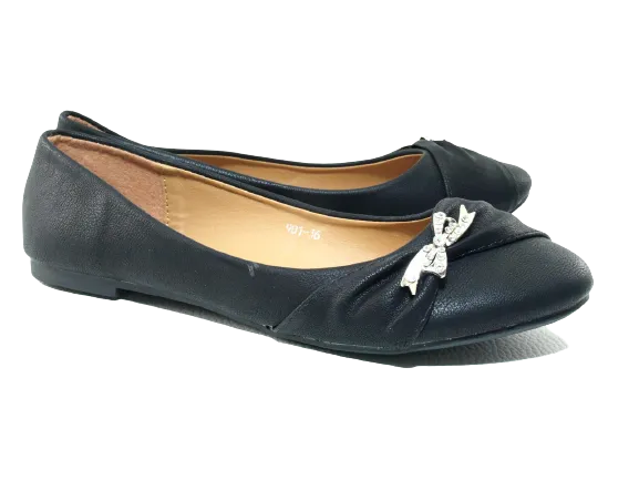 Damen Slipper Halbschuhe Ballerina Loafer Mokassins Slip On Flats Freizeit Black # 901-36