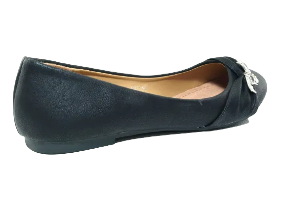 Damen Slipper Halbschuhe Ballerina Loafer Mokassins Slip On Flats Freizeit Black # 901-36