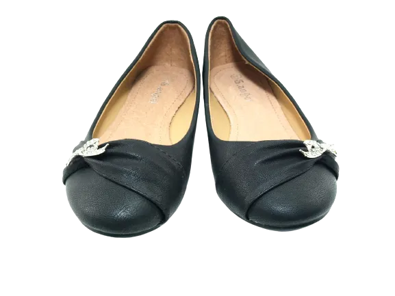 Damen Slipper Halbschuhe Ballerina Loafer Mokassins Slip On Flats Freizeit Black # 901-36