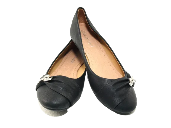 Damen Slipper Halbschuhe Ballerina Loafer Mokassins Slip On Flats Freizeit Black # 901-36