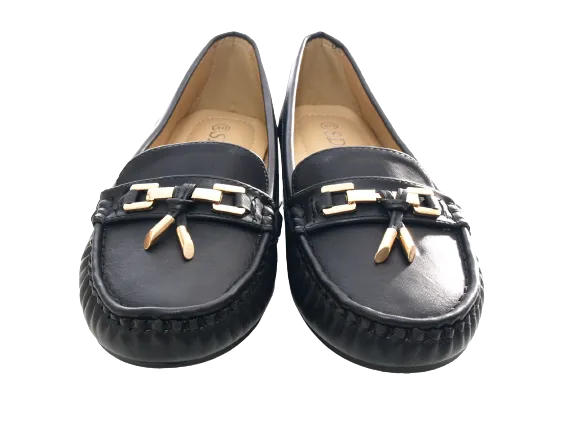 Damen Slipper Halbschuhe Ballerina Loafer Mokassins Slip On Flats Freizeit Black # 954