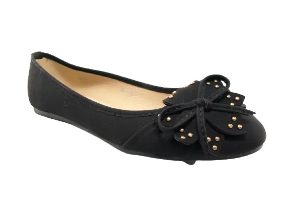 Damen Slipper Halbschuhe Ballerina Loafer Mokassins Slip On Flats Freizeit Black # 9617