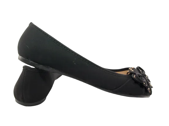 Damen Slipper Halbschuhe Ballerina Loafer Mokassins Slip On Flats Freizeit Black # 9617