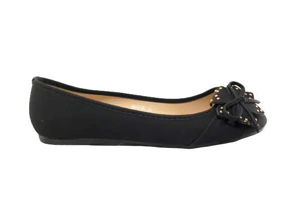 Damen Slipper Halbschuhe Ballerina Loafer Mokassins Slip On Flats Freizeit Black # 9617