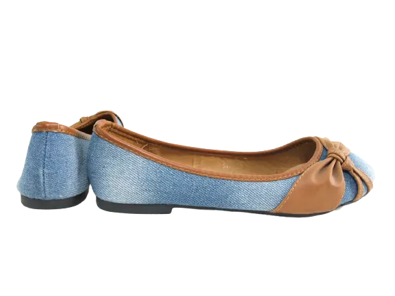 Damen Slipper Halbschuhe Ballerina Loafer Mokassins Slip On Flats Freizeit Lt. Blue # 5598