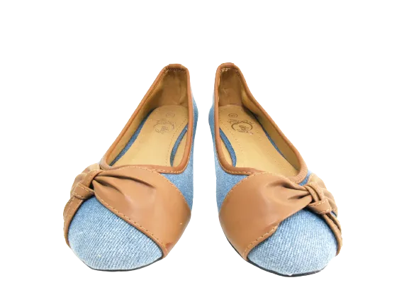 Damen Slipper Halbschuhe Ballerina Loafer Mokassins Slip On Flats Freizeit Lt. Blue # 5598